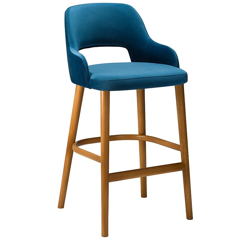 Nobis Furniture - OSCAR FULLY UPHOLSTERED CUT OUT CURVED BACK HIGH STOOL - MADE TO ORDER