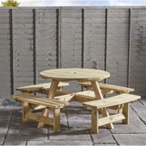 King Round Outdoor Picnic Bench - 8 Seater