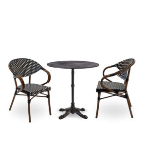 Nobis Furniture - Next Day Emily Metallic Anthracite Ultra HP Laminate Round Outdoor Dining Set - 2 Seater Side Chair Set