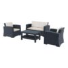 Nobis Furniture - Monaco Rattan Lounge Set - Dark Grey with Beige Cushions
