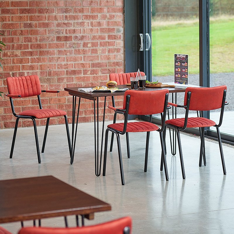 NEXT DAY Nashville Hairpin Walnut 4 Seater Rectangular Dining Set