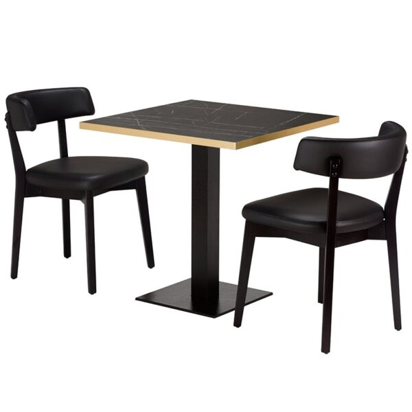 Luca Black 2 Seater Small Dining Set - Black Marble Laminate