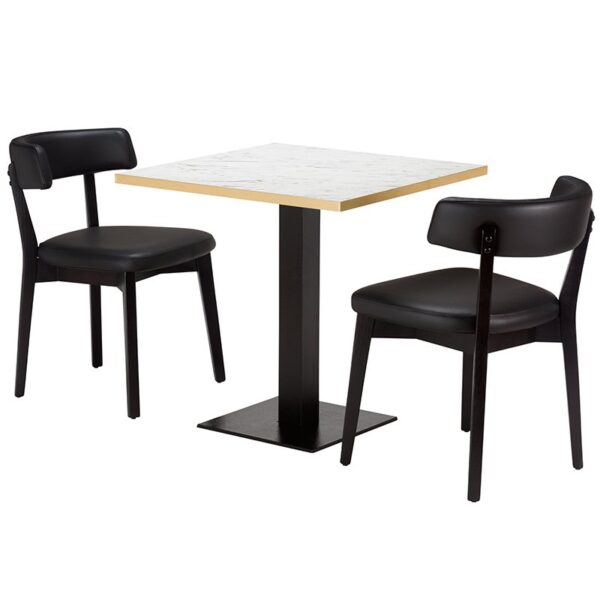Luca Black 2 Seater Small Dining Set -White Marble Laminate