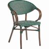 Nobis Furniture - Panda Weave Stacking Armchair in Green & White - Premium Outdoor Seating