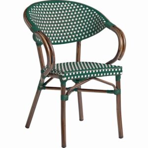 Nobis Furniture - Panda Weave Stacking Armchair in Green & White - Premium Outdoor Seating