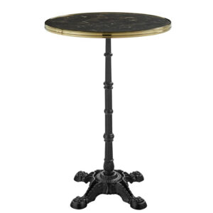 Parisian Cafe Complete Self-Levelling Round Poseur Table - Black Marble - Two Sizes