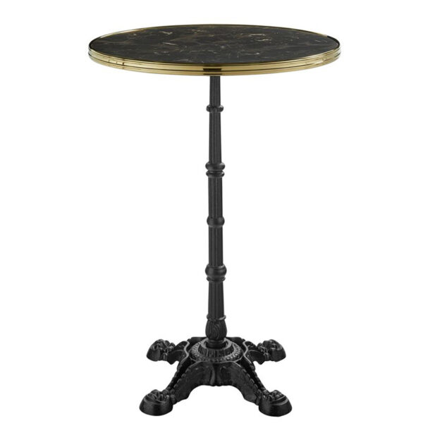 Parisian Cafe Complete Self-Levelling Round Poseur Table - Black Marble - Two Sizes