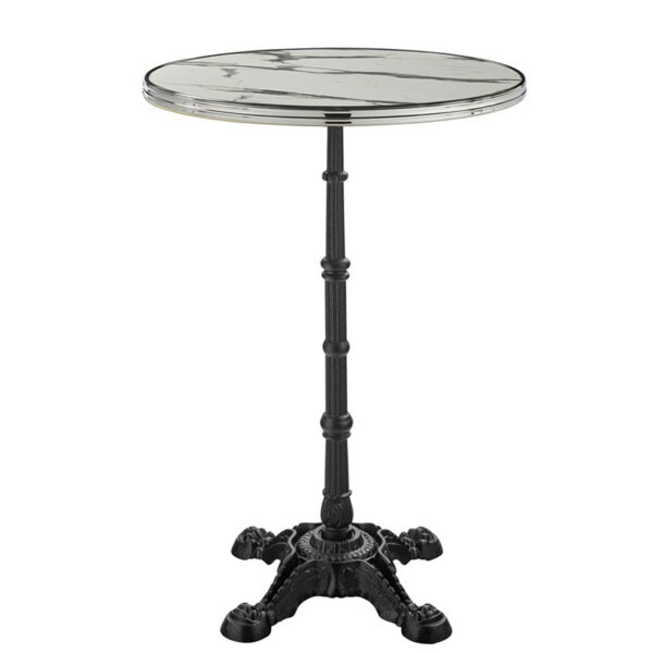 Parisian Cafe Complete Self-Levelling Round Poseur Table - Carrara - Two Sizes