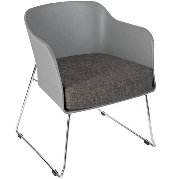 Nobis Furniture - Poppy Polished Skid Frame Leg Arm Chair - White