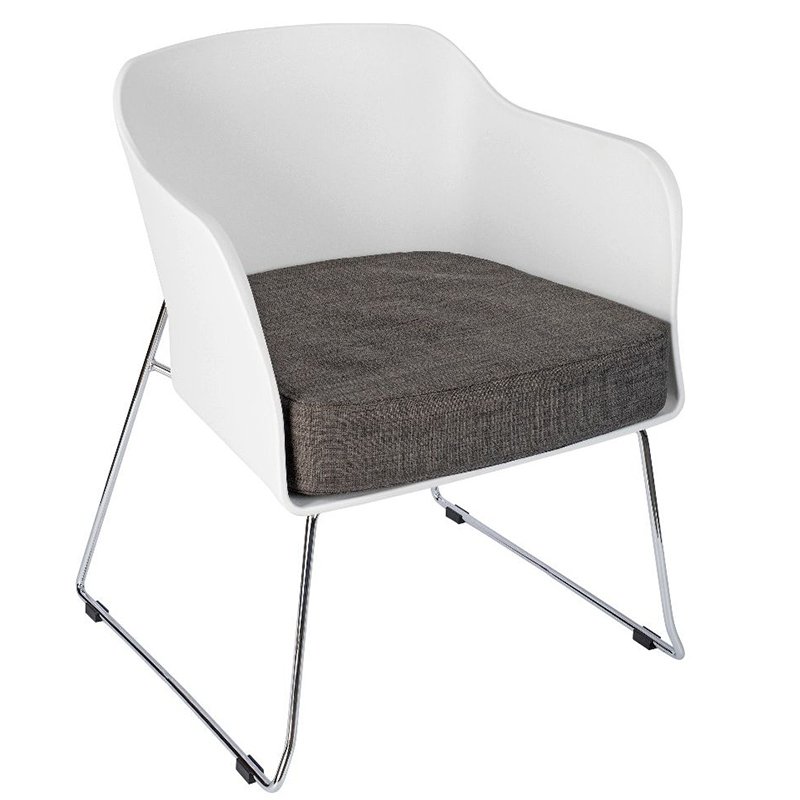 Nobis Furniture - Poppy Polished Skid Frame Leg Arm Chair - White