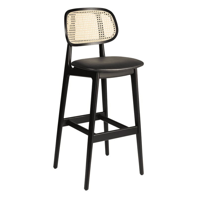 Nobis Furniture - Relish Rattan Back Bar Stool with Faux Leather Seat