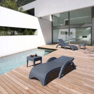 Nobis Furniture - Resin Weave Outdoor Stackable Sun Lounger - Dark Grey