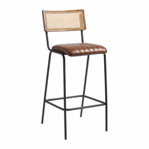Nobis Furniture - Fleetwood Genuine Pecan Brown Leather Bar Stool - 760mm Seat Height