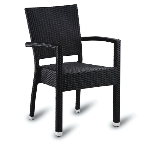 Nobis Furniture - Sorrento Outdoor Stacking Arm Chair - Black Weave