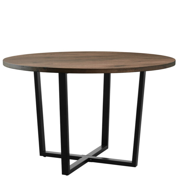 Nobis Furniture Rustic Smoked X Black Steel Complete Dining Table