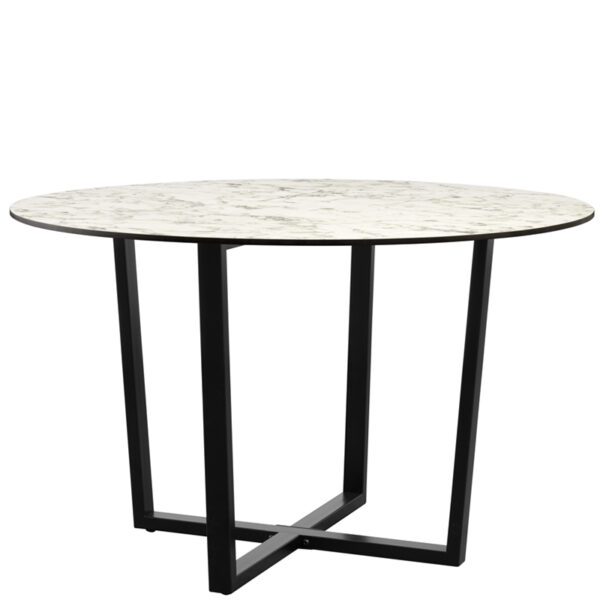 Nobis Furniture - White Carrara Marble X Black Steel Complete Outdoor Dining Table