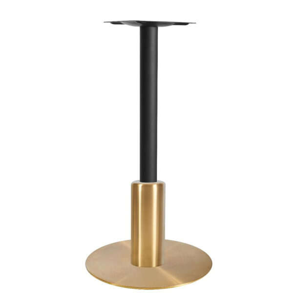 Nobis Furniture - Titan Large Round Black Column Brass Table Base with Brass Sleeve