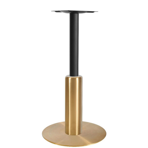 Nobis Furniture - Titan Large Round Black Column Brass Table Base with Brass Sleeve