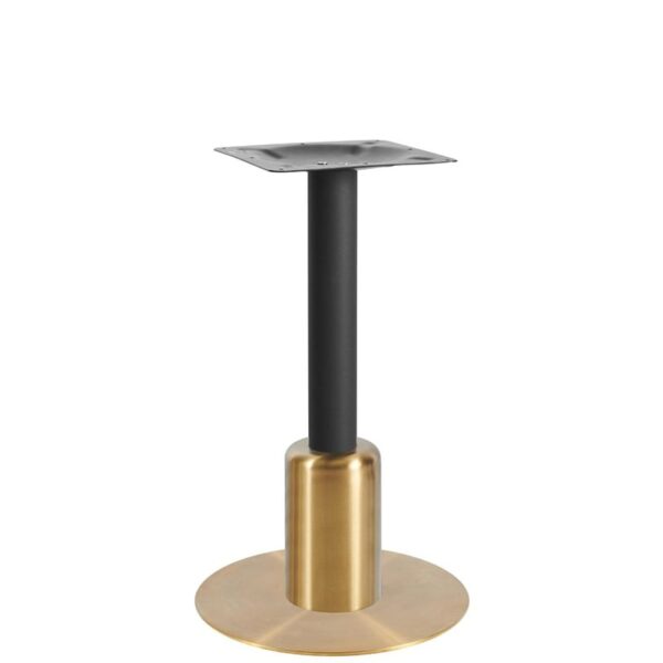 Nobis Furniture - Titan Small Round Black Column Brass Table Base with Brass Sleeve