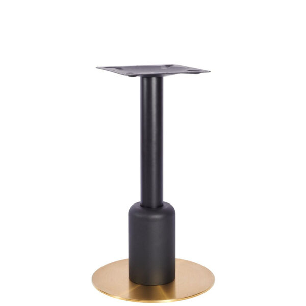 Nobis Furniture - Titan Small Round Black Column Brass Table Base with Black Sleeve