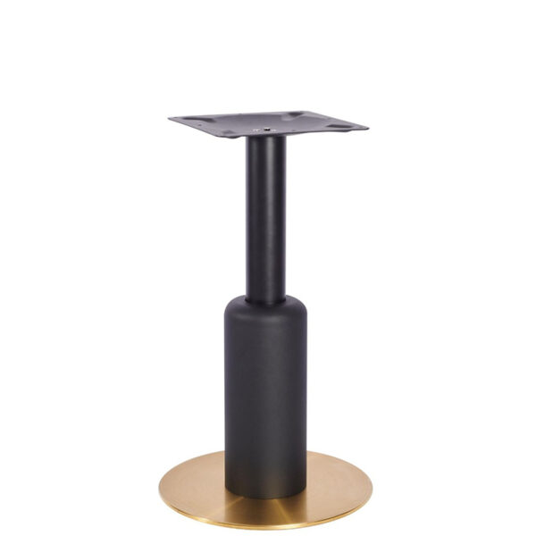 Nobis Furniture - Titan Small Round Black Column Brass Table Base with Black Sleeve
