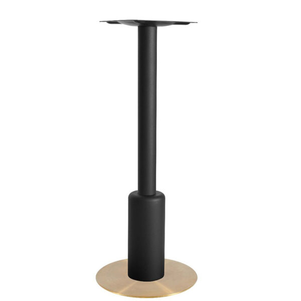 Nobis Furniture - Titan Small Round Black Column Brass Table Base with Black Sleeve