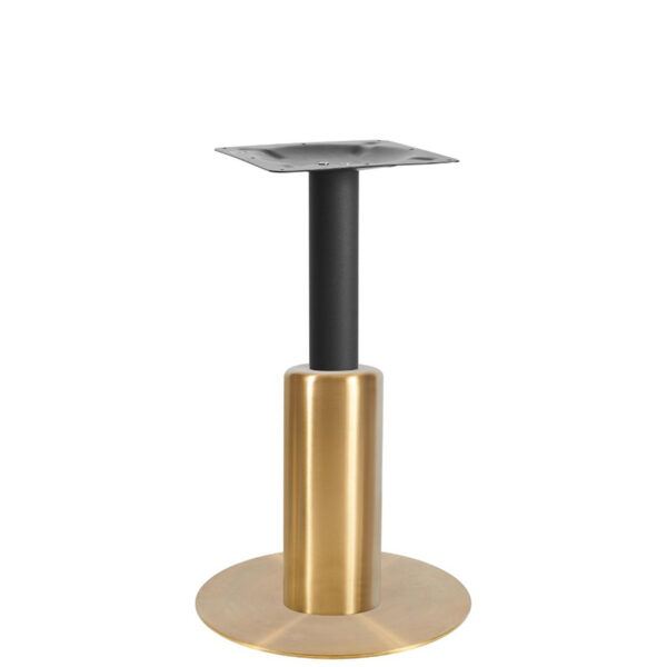 Nobis Furniture - Titan Small Round Black Column Brass Table Base with Brass Sleeve