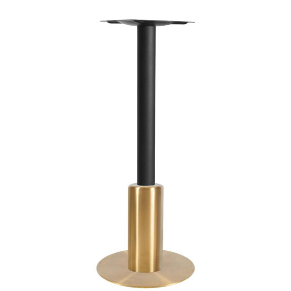 Nobis Furniture - Titan Small Round Black Column Brass Table Base with Brass Sleeve