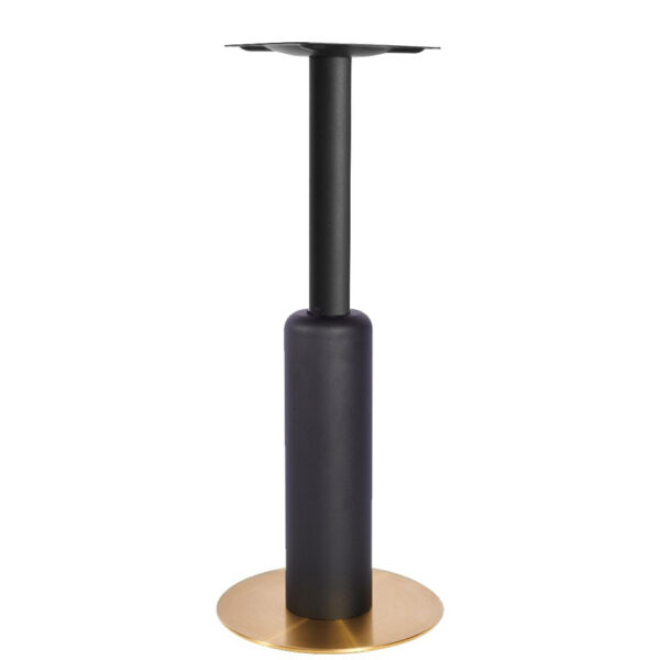 Nobis Furniture - Titan Small Round Black Column Brass Table Base with Black Sleeve