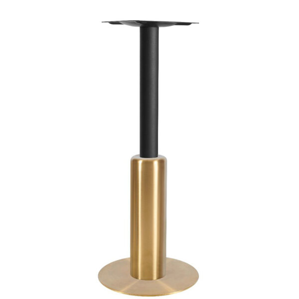 Nobis Furniture - Titan Small Round Black Column Brass Table Base with Brass Sleeve