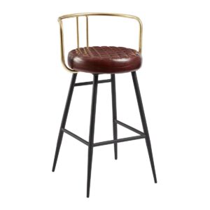 Nobis Furniture - Torino Cocktail Bar Stool- Red Wine Leather