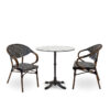 Nobis Furniture - Next Day Emily White Marble Ultra HP Laminate Round Outdoor Dining Set - 2 Seater Side Chair Set