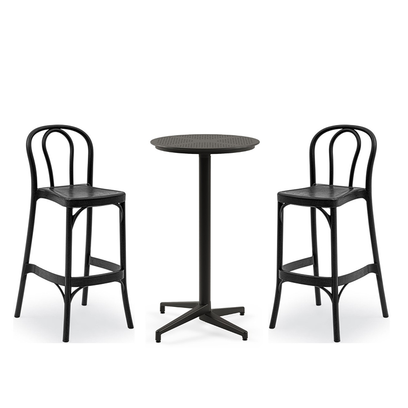 Nobis Furniture - Next Day Florence Bar Chair and Cuba Poseur Round Table Outdoor Dining Set - 2 Seater Side Chair Set