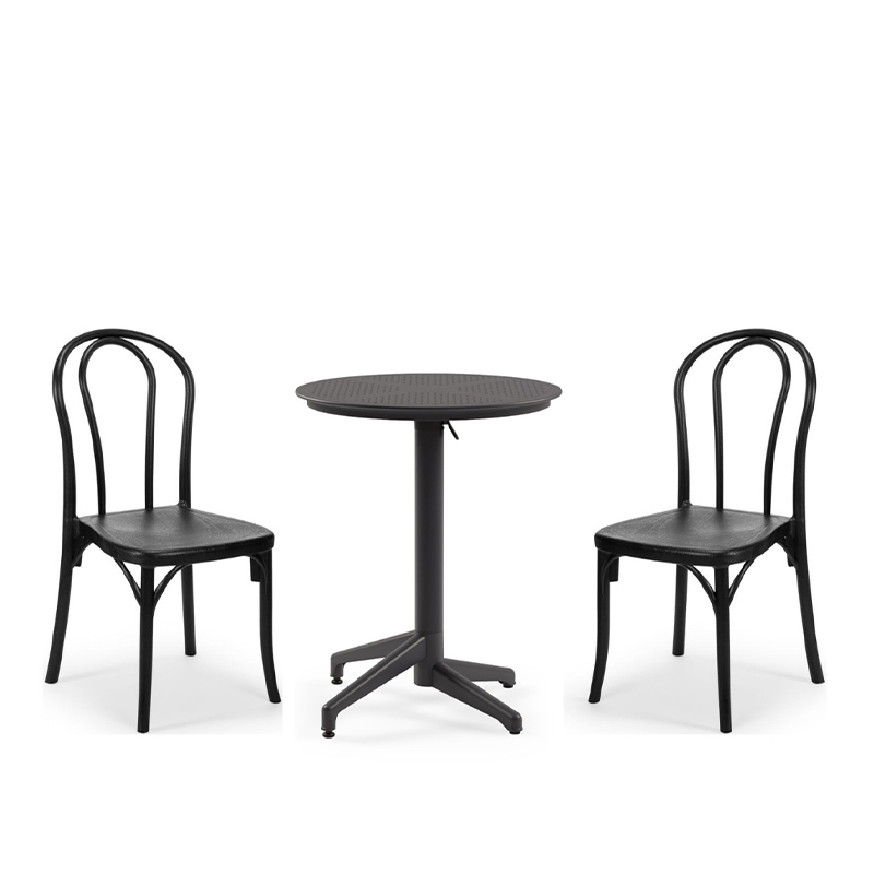 Nobis Furniture - Next Day Florence Side Chair and Cuba Round Table Outdoor Dining Set - 2 Seater Side Chair Set