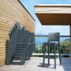 Nobis Furniture - Fleur Weave Outdoor Stacking Bar Stool - Dark Grey