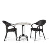 Nobis Furniture - Next Day Olivia White Marble Ultra HP Laminate Round Outdoor Dining Set - 2 Seater Side Chair Set