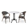 Nobis Furniture - Next Day Emily White Carrara Genuine Marble Round Outdoor Dining Set - 2 Seater Side Chair Set