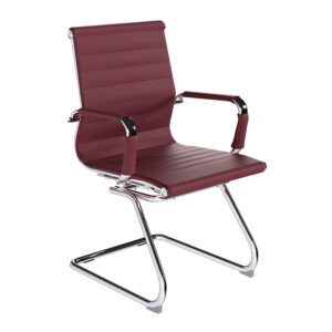Aura Medium Back Ox Bonded Leather Visitor Chair with Chrome Frame