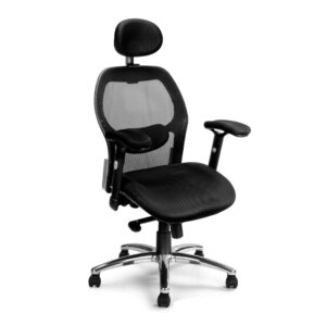 Hermes High Back Task Mesh Armchair with Headrest and Chrome Base