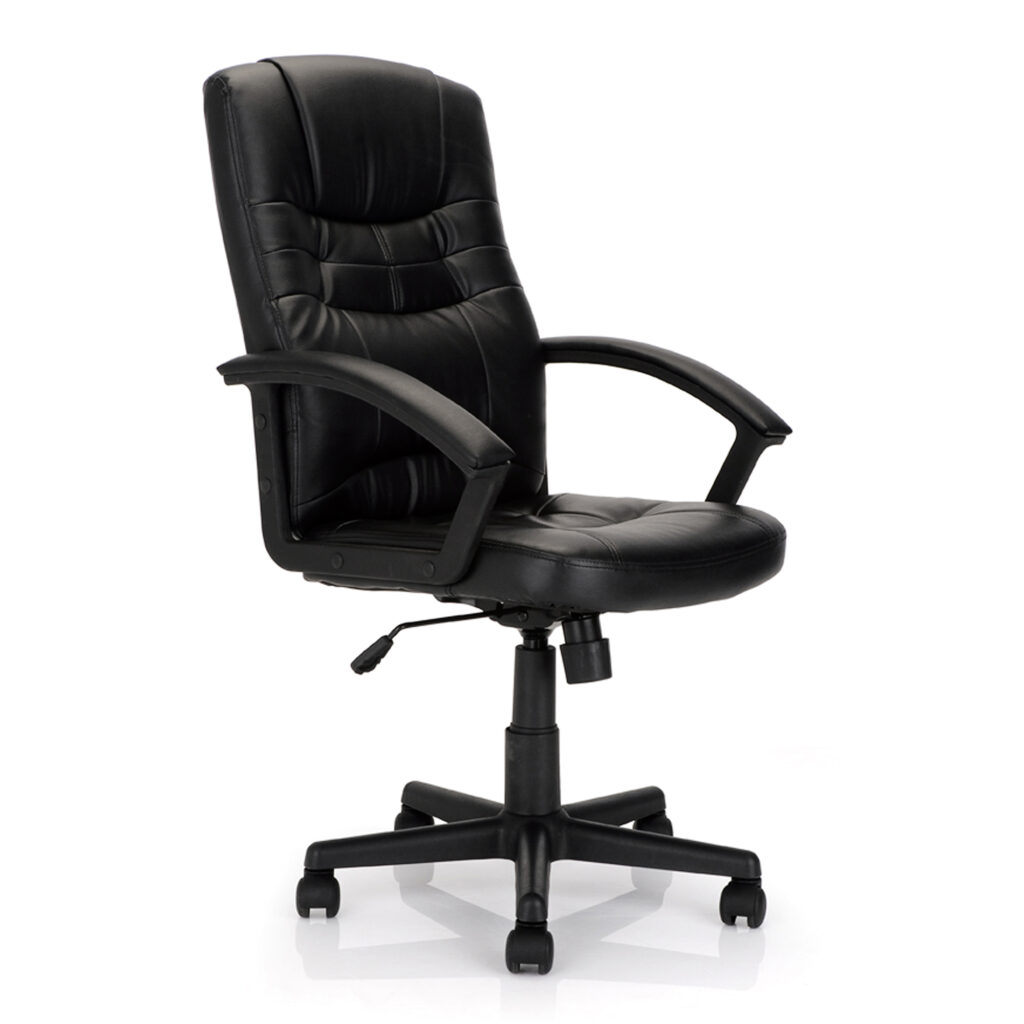 Darwin Black High Back Leather Effect Executive Armchair with Headrest