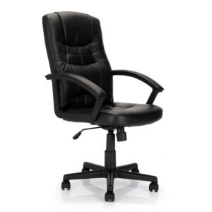 Darwin Black High Back Leather Effect Executive Armchair with Headrest