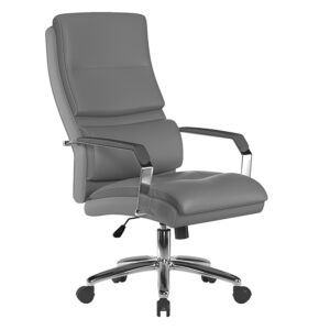 Patriot Leather Effect Managers Armchair with Chrome Base