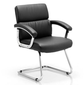 Austin Black Faux Leather Cantilever Visitor Chair with Arms
