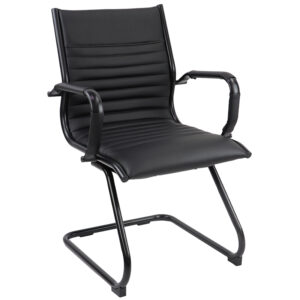 Bari Executive Visitors Chair Black Frame - Black Faux Leather