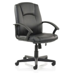 Bella Medium Back Manager Chair in Black Faux Leather with Arms