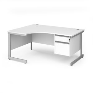 Benito Left Hand Cantilever Leg Corner Desk with 2 Drawer Pedestal