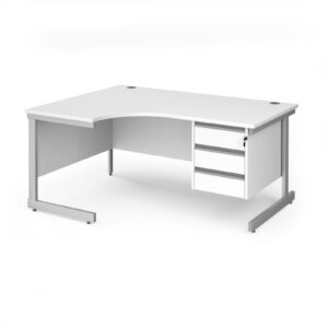 Benito Left Hand Cantilever Leg Corner Desk with 3 Drawer Pedestal