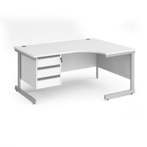 Benito Right Hand Cantilever Leg Corner Desk with 3 Drawer Pedestal