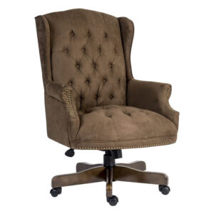 Chairman Brown Faux Suede Executive Arm Chair with Driftwood Effect Star Base