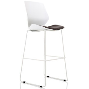 Florence White Frame High Stool Grey Fabric